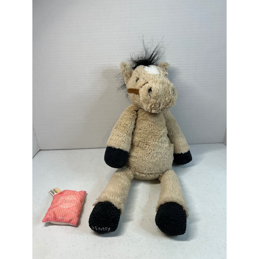 Scentsy Buddy Putter the Horse Plush Tan Black Hooves with Sugar Scent Pak 16in